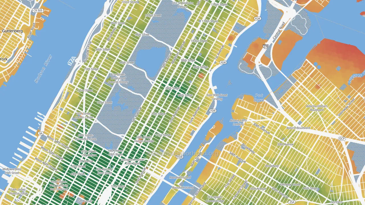 Transit Grade map of 10028, NY