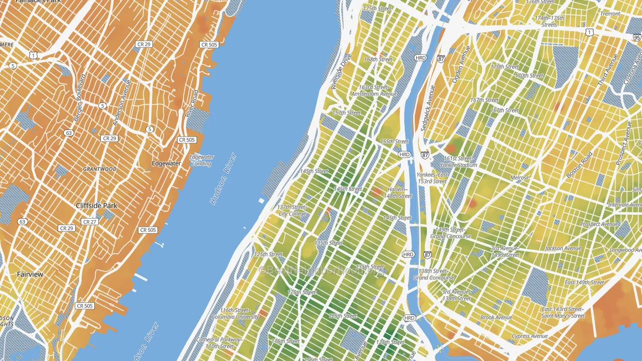 Transit Grade map of 10031, NY