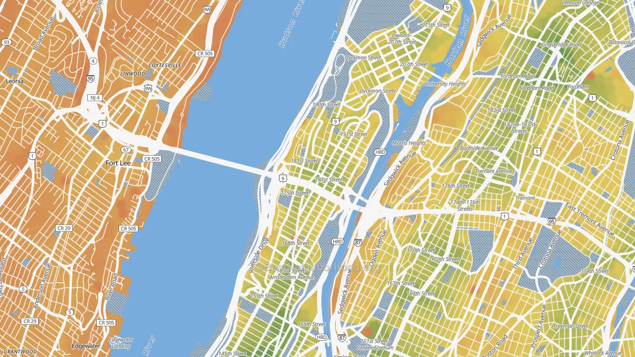 Transit Grade map of 10033, NY