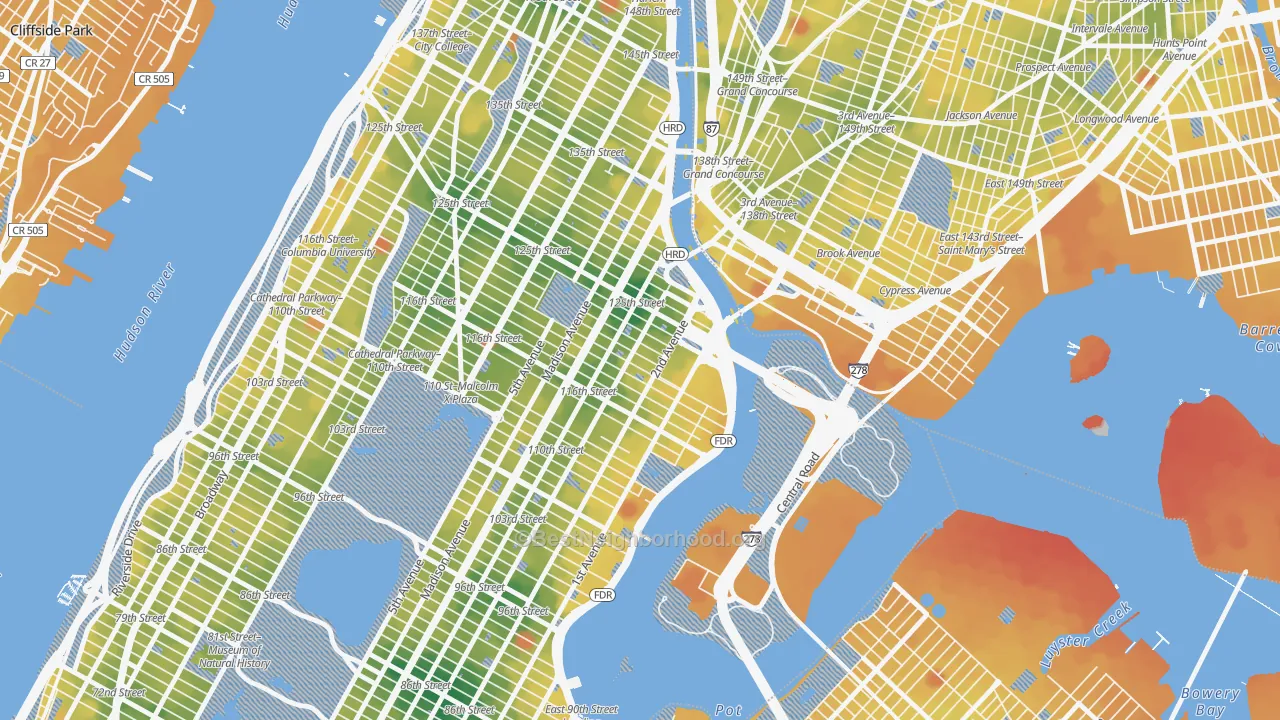 Transit Grade map of 10035, NY
