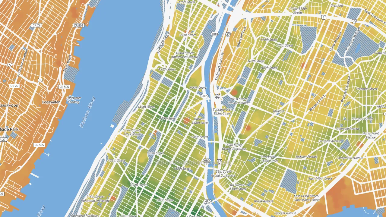 Transit Grade map of 10039, NY