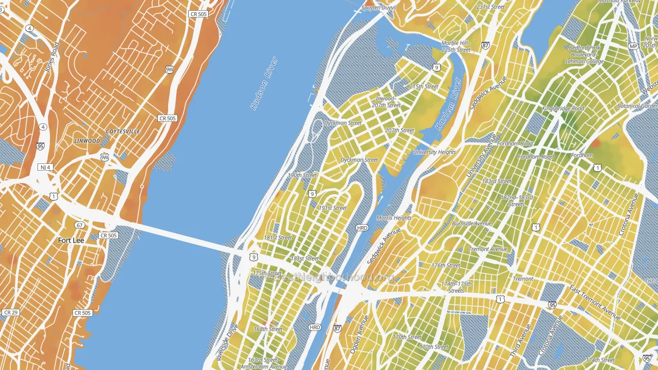 Transit Grade map of 10040, NY