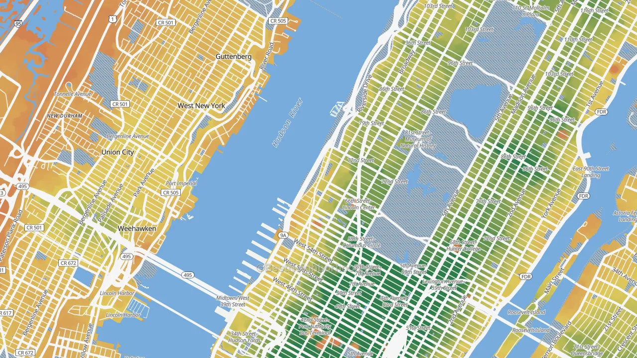 Transit Grade map of 10069, NY
