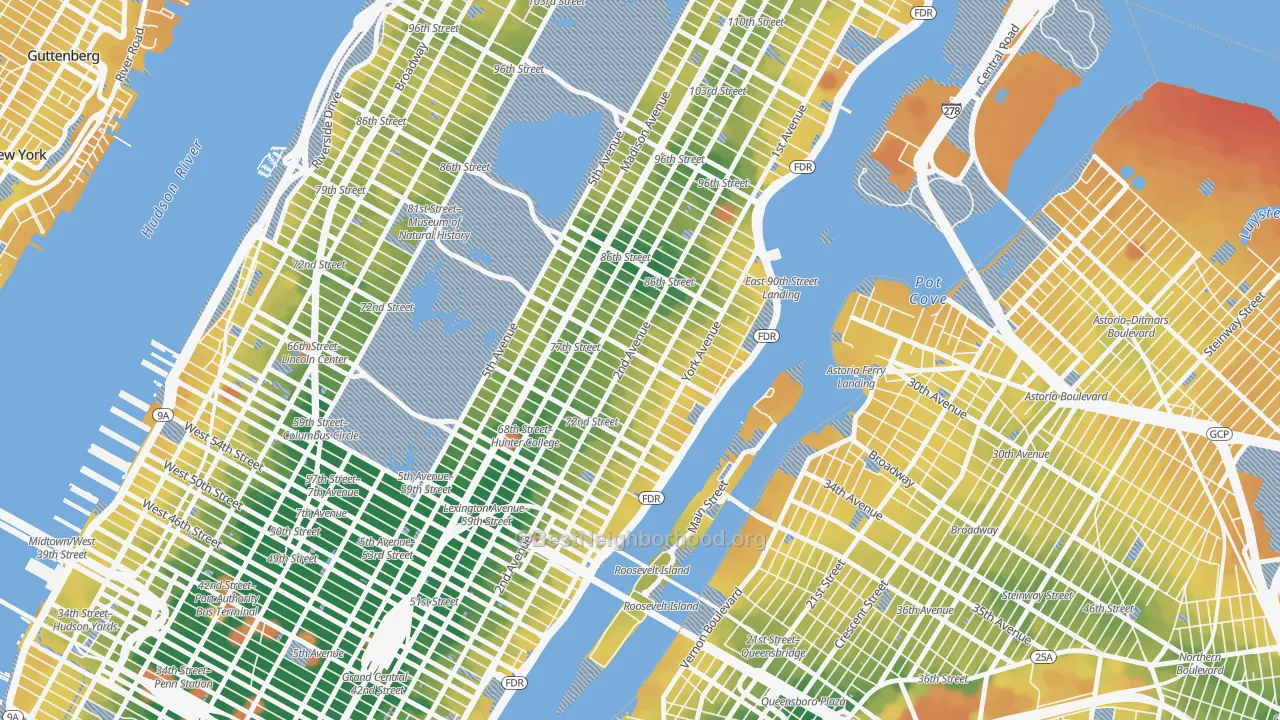 Transit Grade map of 10075, NY