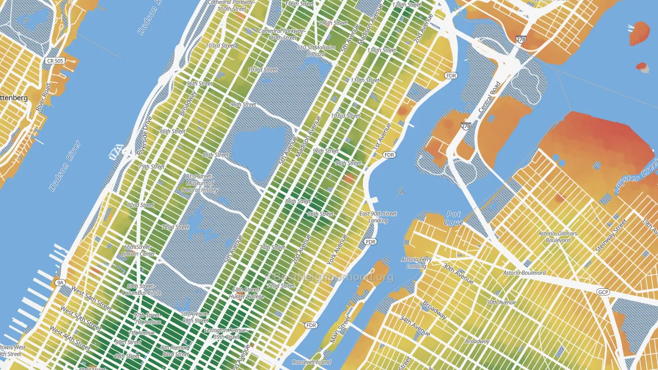 Transit Grade map of 10128, NY