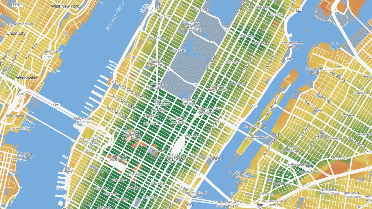 Transit Grade map of 10153, NY