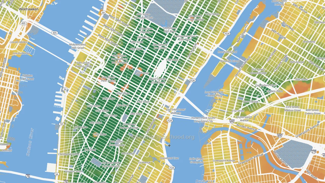 Transit Grade map of 10158, NY