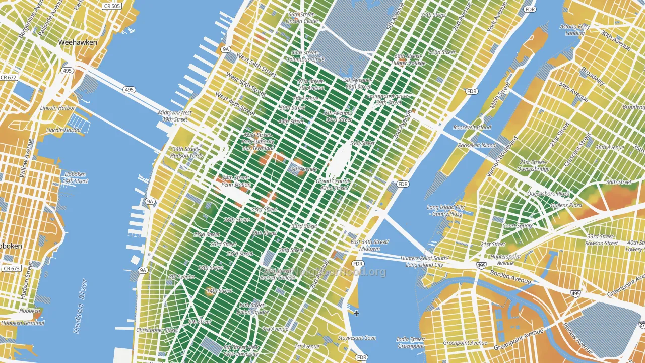 Transit Grade map of 10165, NY