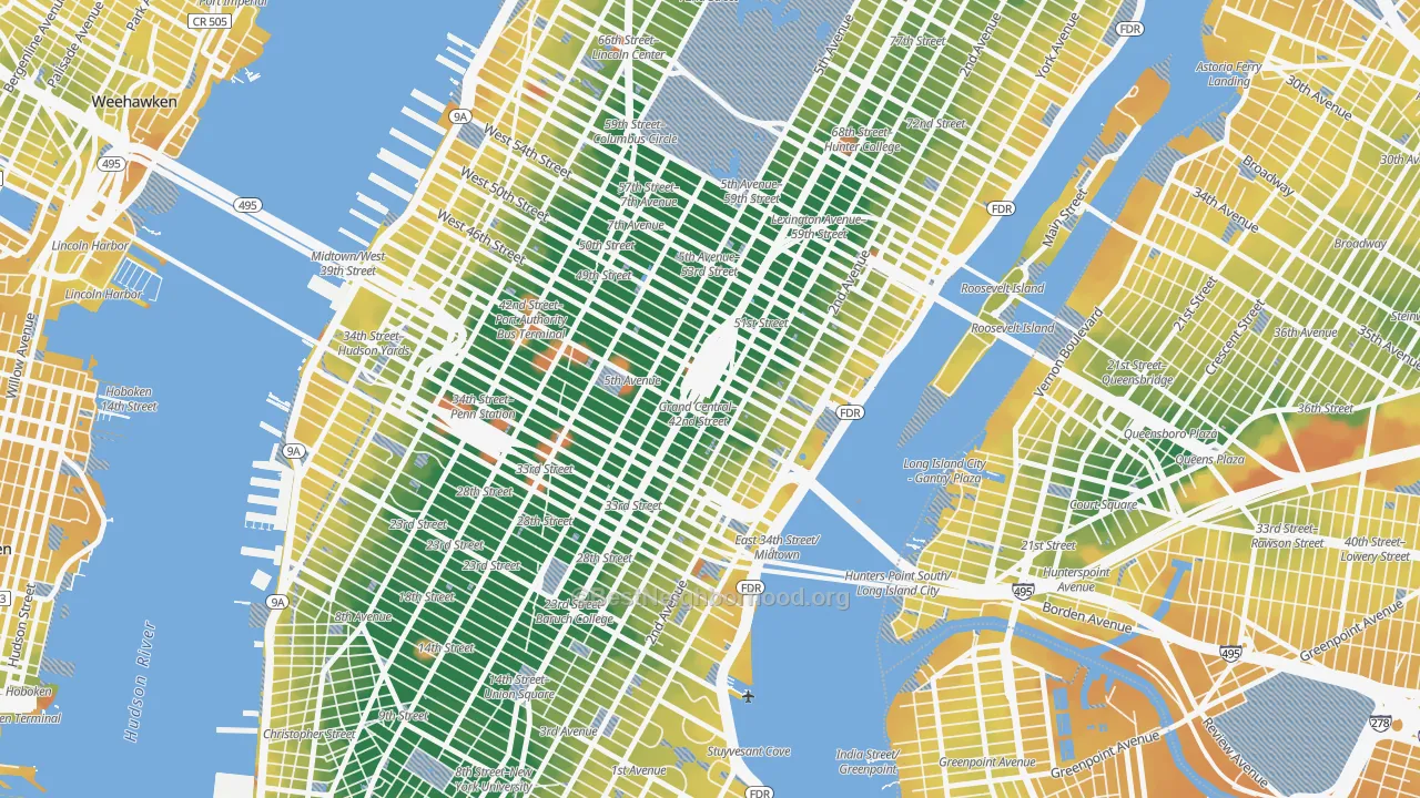 Transit Grade map of 10170, NY
