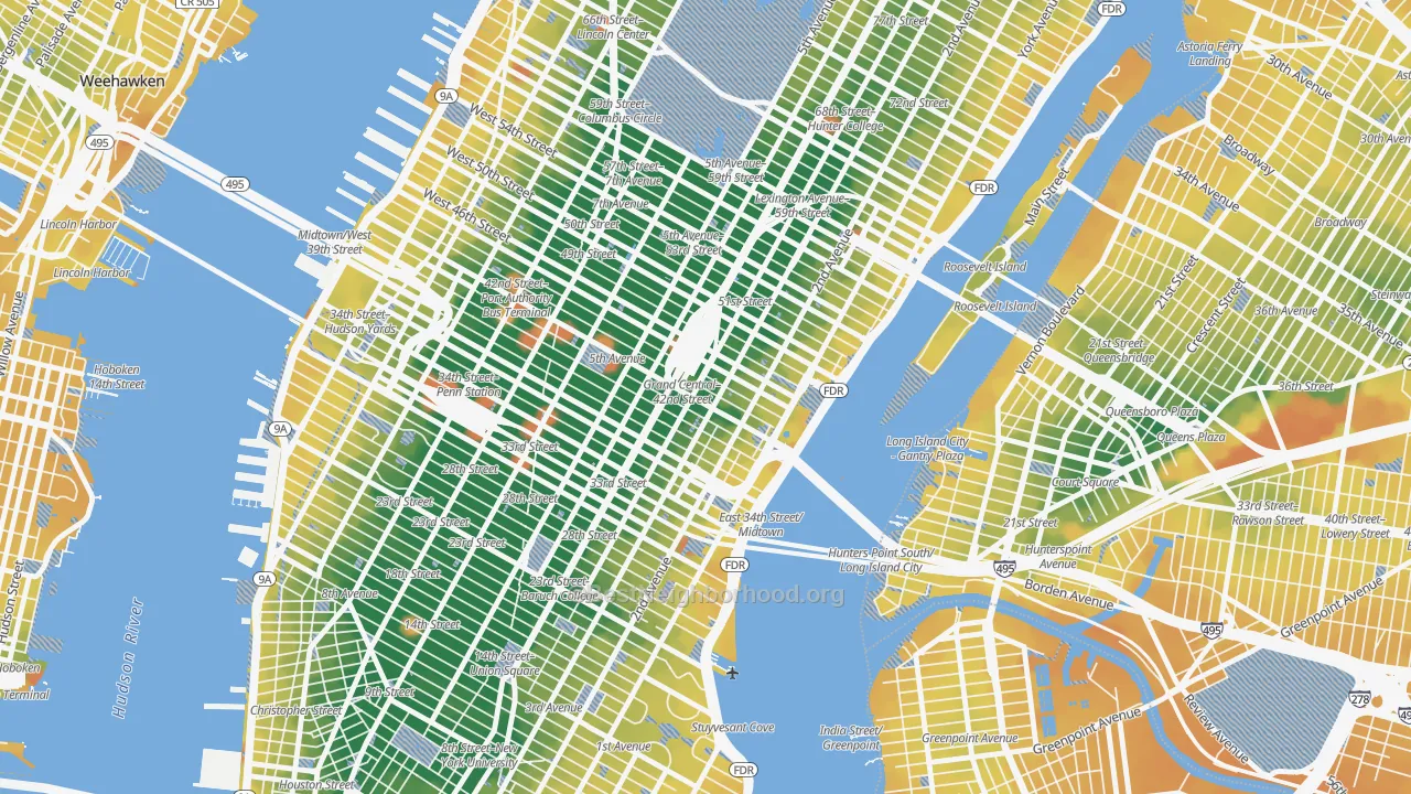 Transit Grade map of 10174, NY