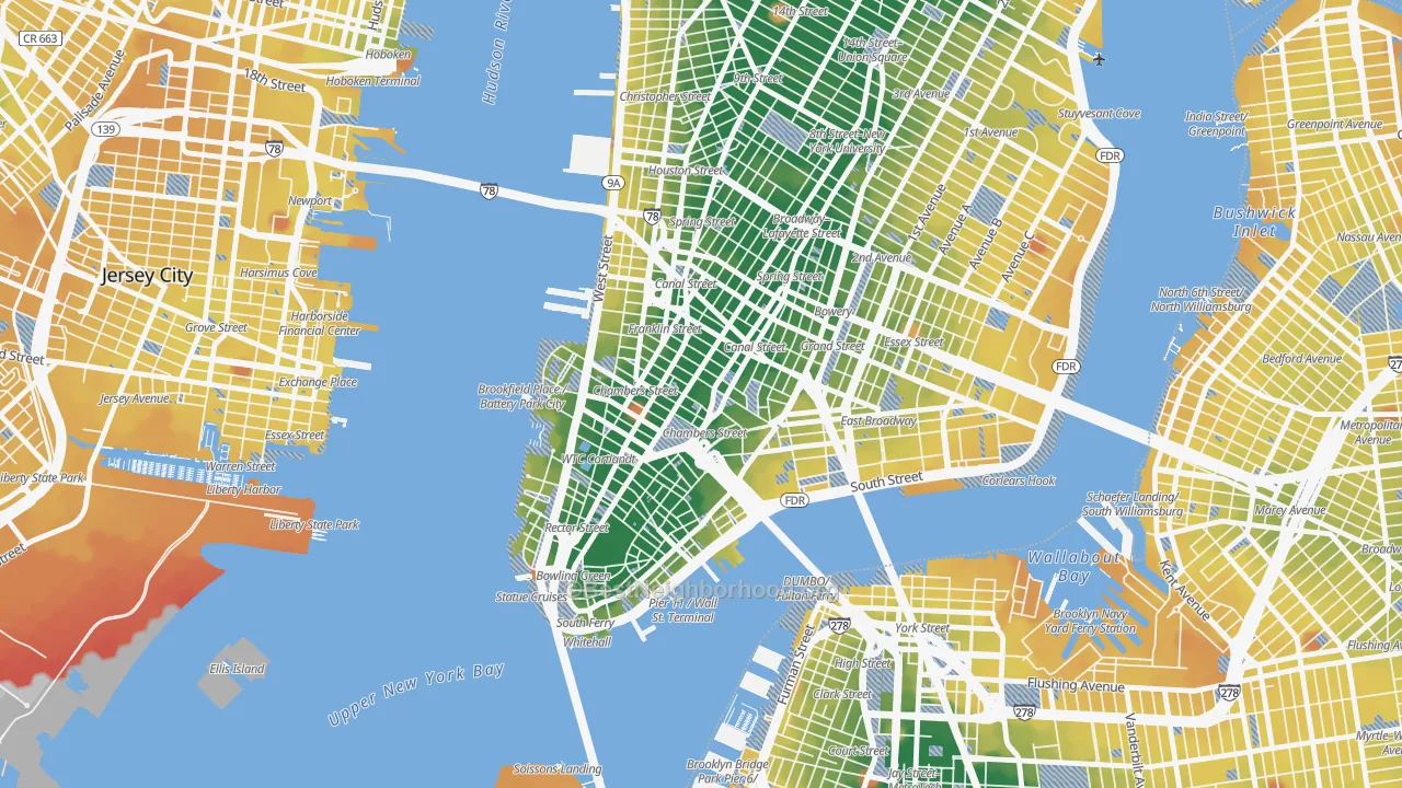Transit Grade map of 10278, NY