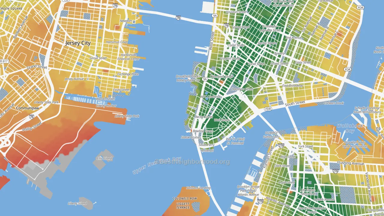 Transit Grade map of 10280, NY