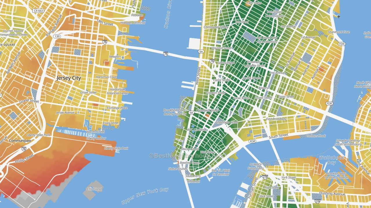 Transit Grade map of 10282, NY