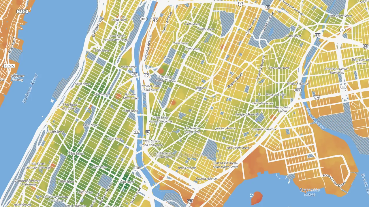 Transit Grade map of 10451, NY