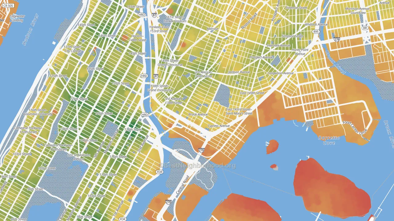 Transit Grade map of 10454, NY