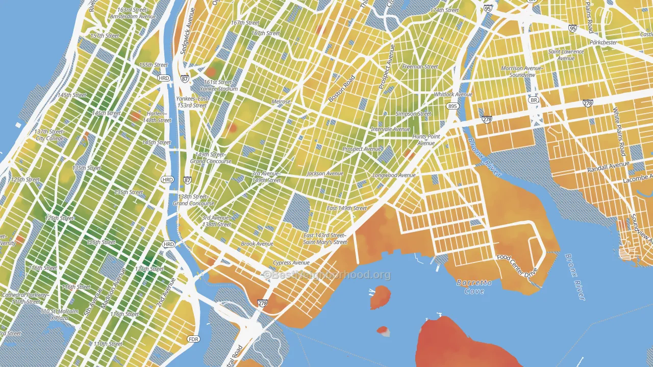 Transit Grade map of 10455, NY