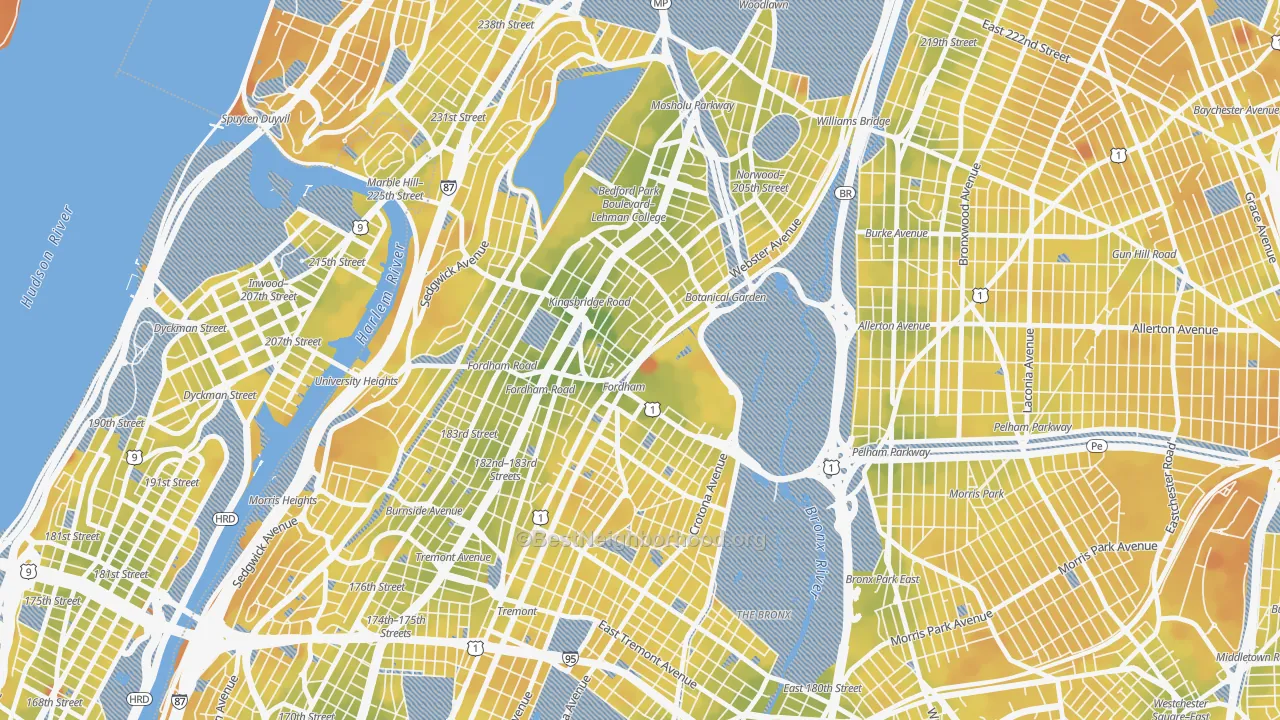 Transit Grade map of 10458, NY