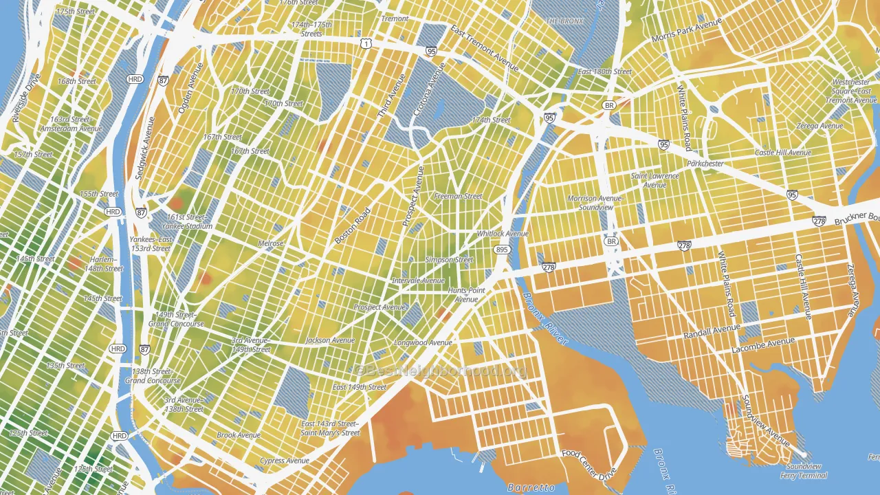 Transit Grade map of 10459, NY