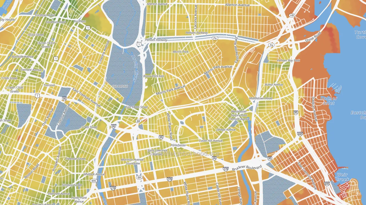 Transit Grade map of 10462, NY
