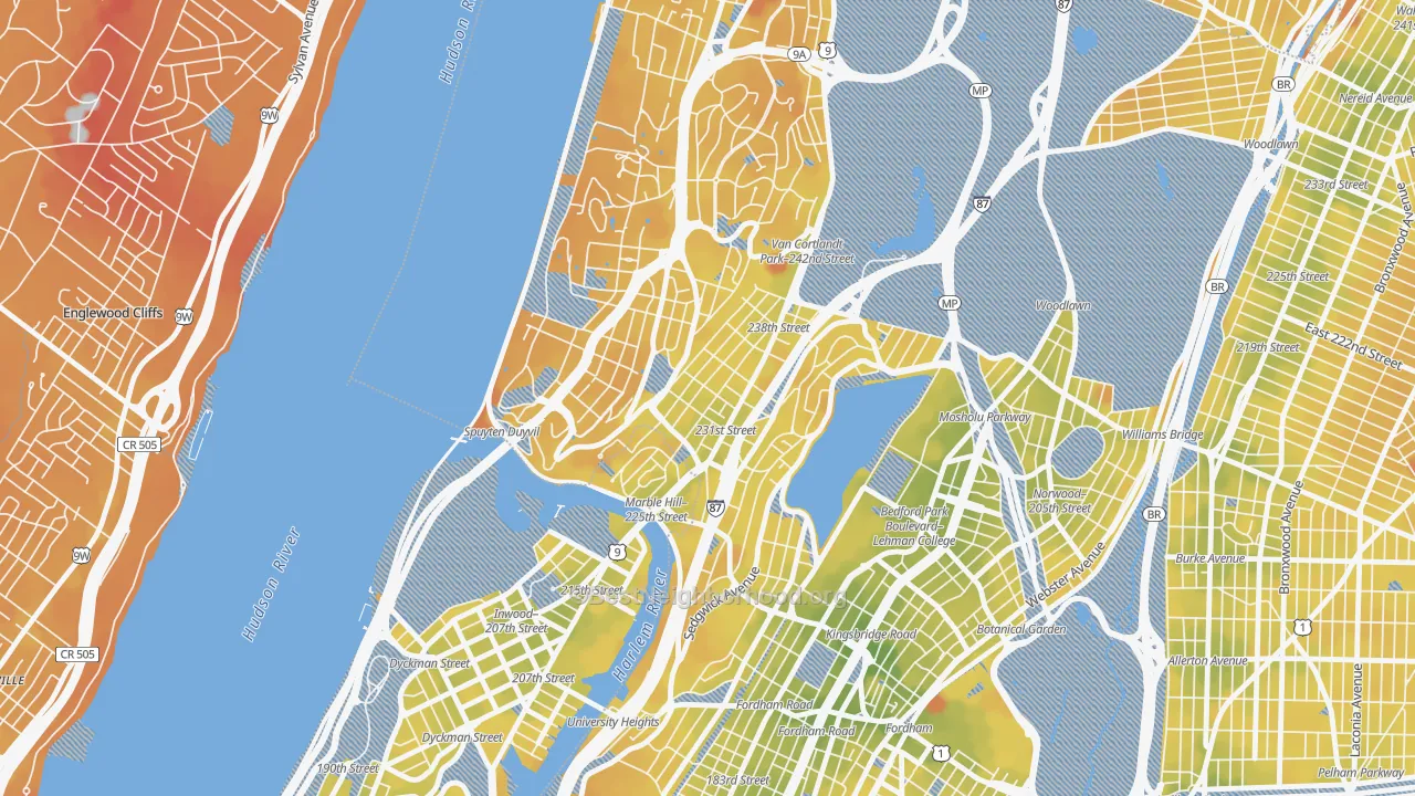 Transit Grade map of 10463, NY