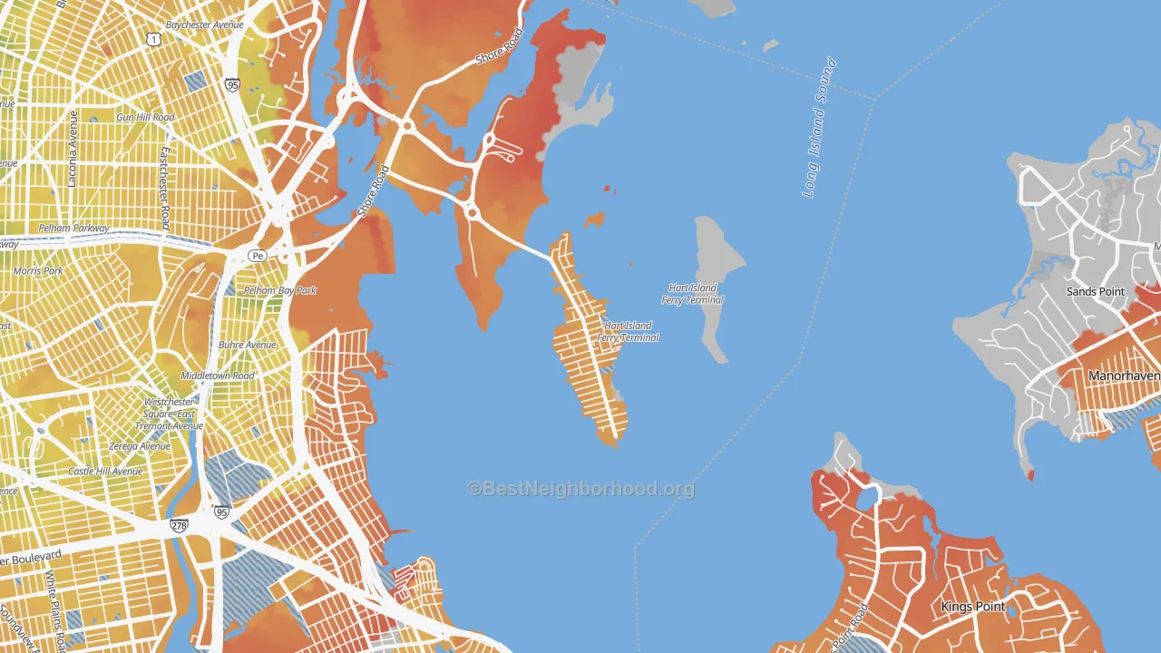 Transit Grade map of 10464, NY