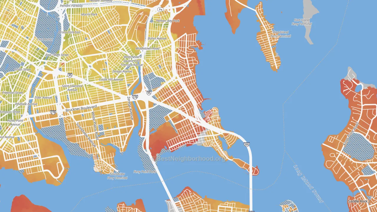 Transit Grade map of 10465, NY