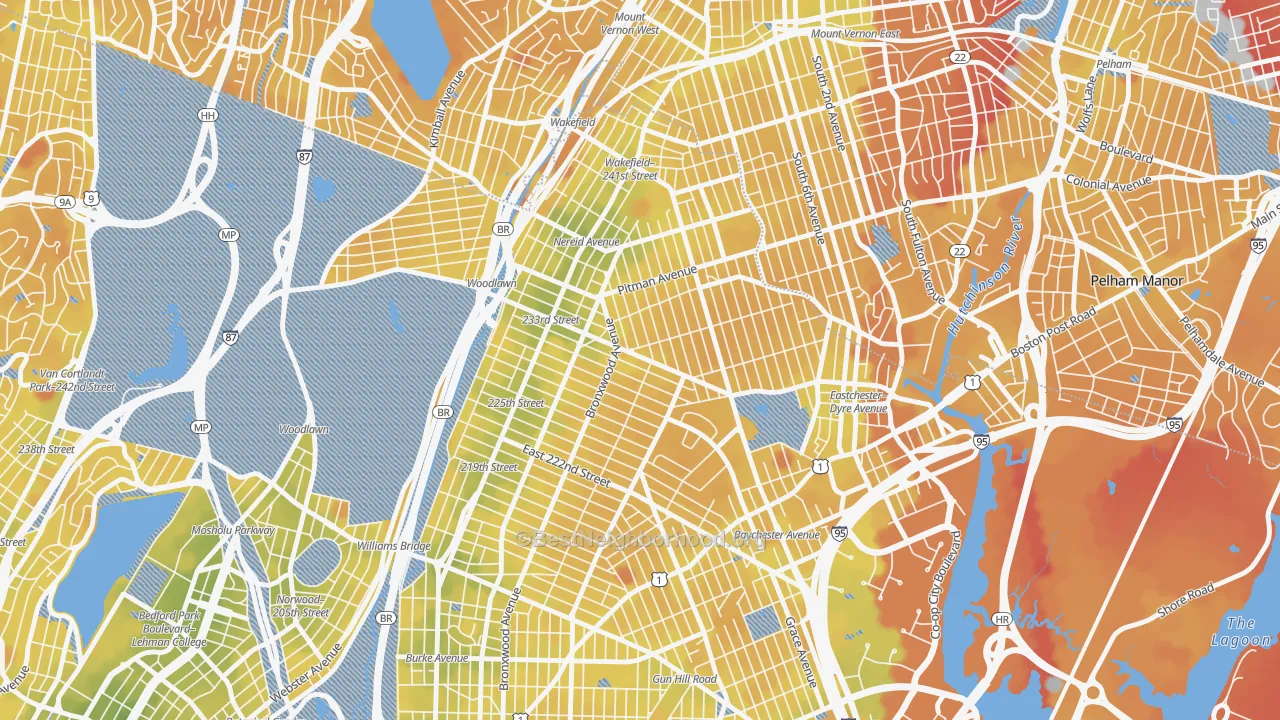 Transit Grade map of 10466, NY