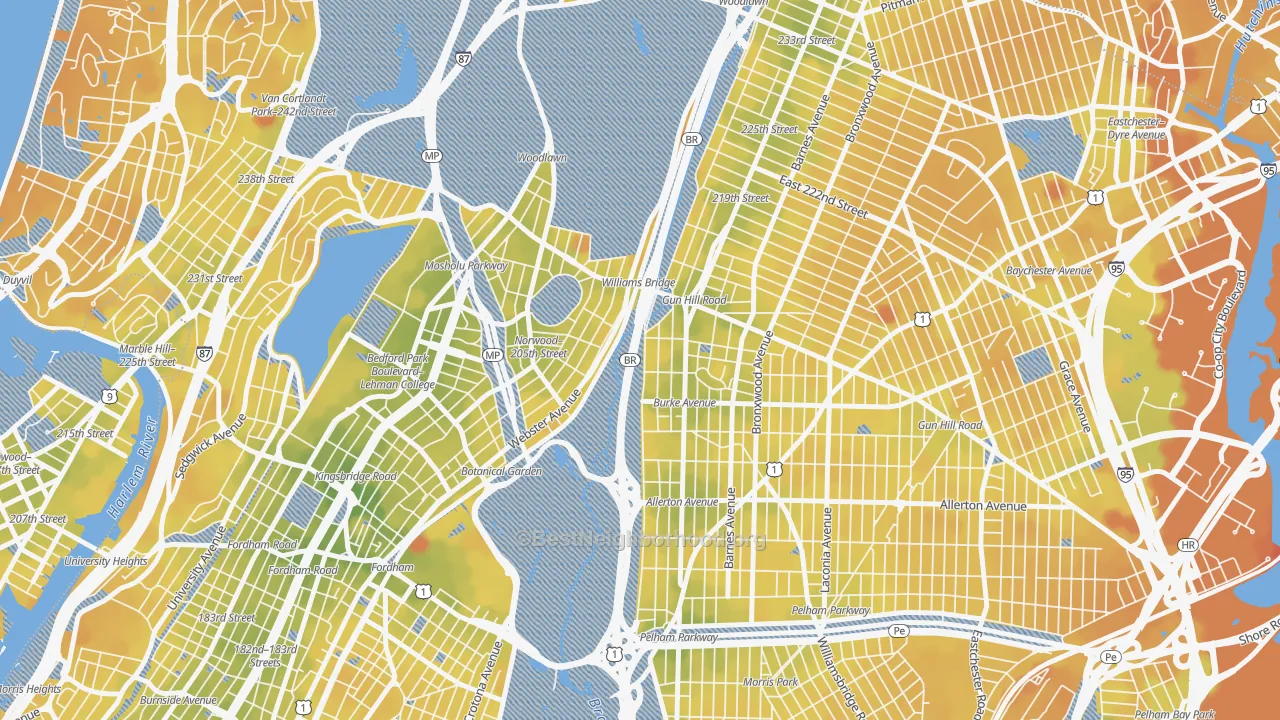 Transit Grade map of 10467, NY