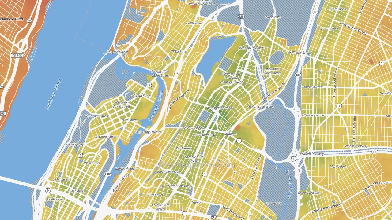 Transit Grade map of 10468, NY
