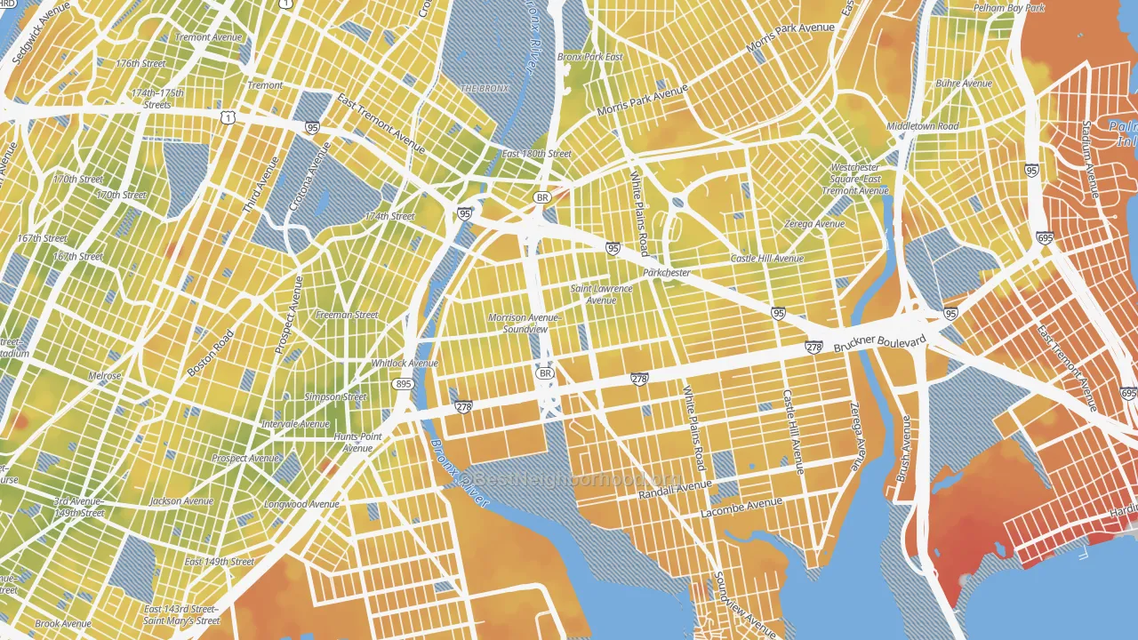 Transit Grade map of 10472, NY