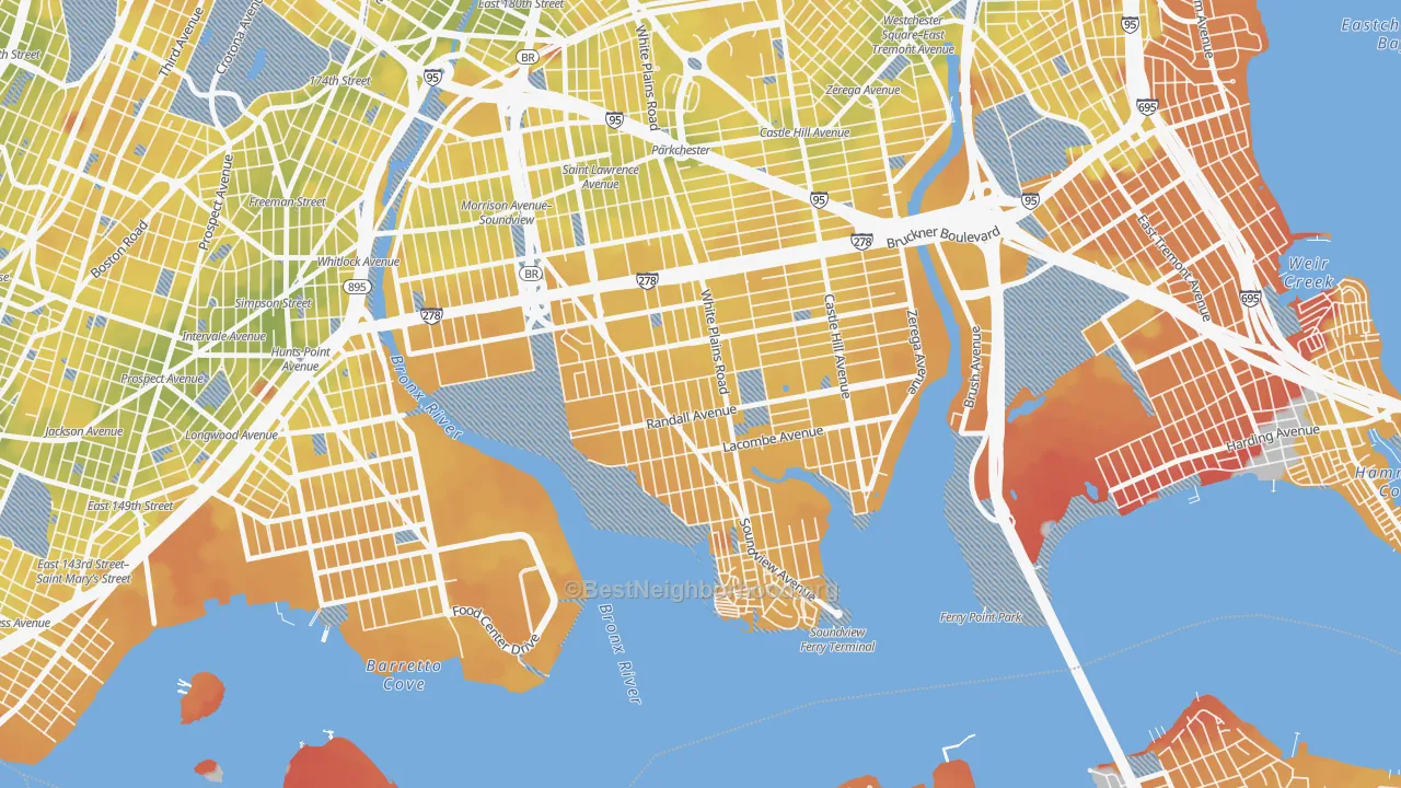 Transit Grade map of 10473, NY