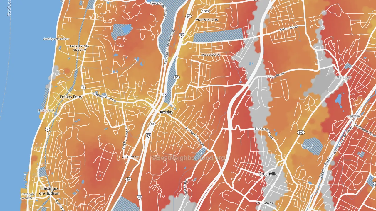 Transit Grade map of 10502, NY