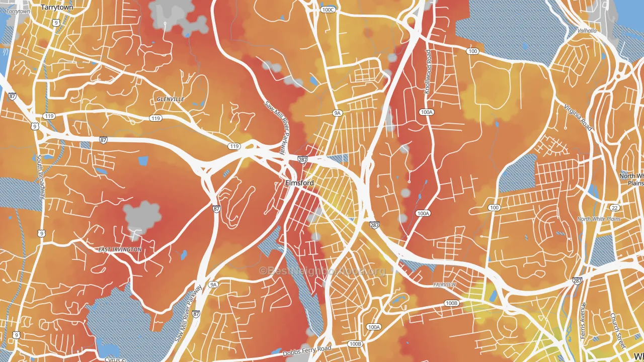 Transit Grade map of 10523, NY