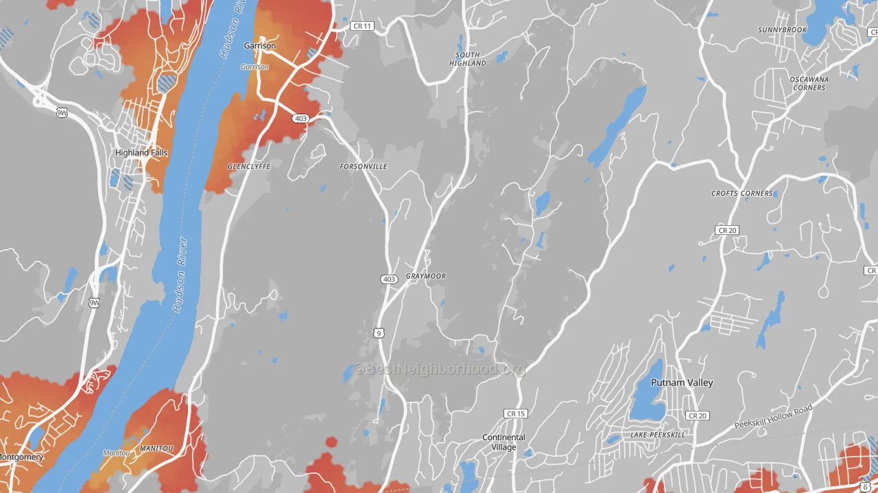 Transit Grade map of 10524, NY