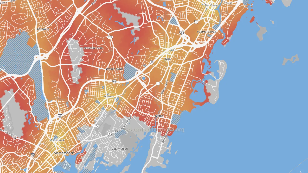 Transit Grade map of 10580, NY