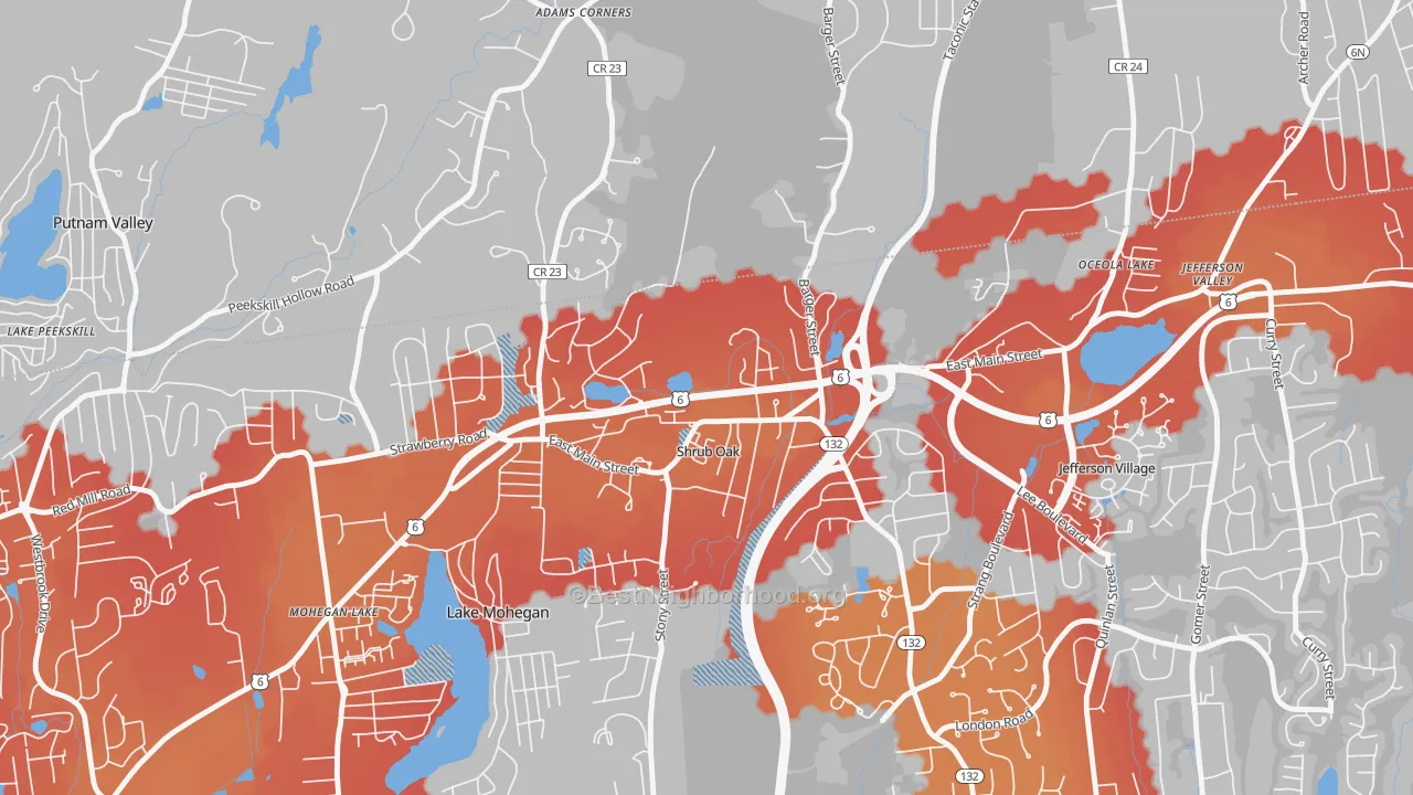 Transit Grade map of 10588, NY