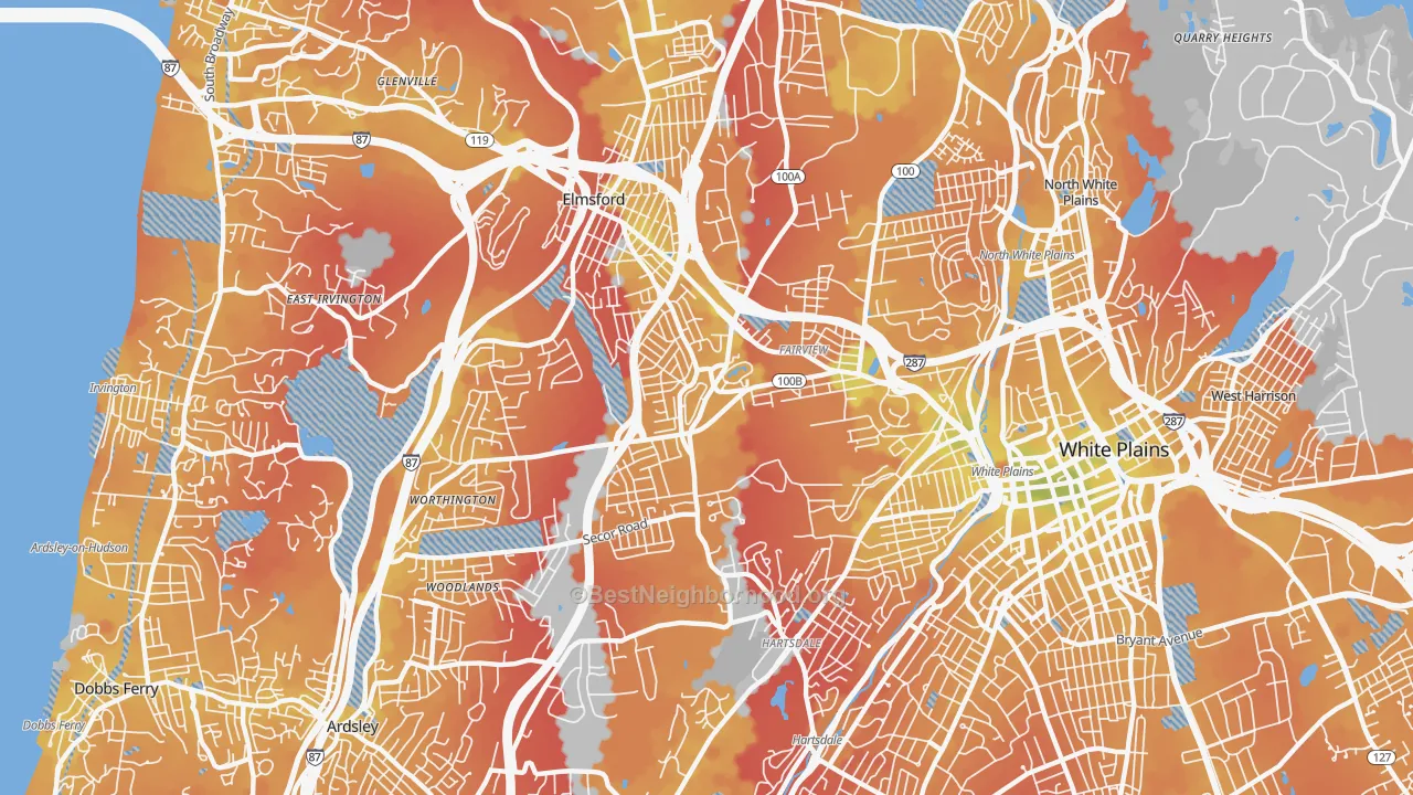Transit Grade map of 10607, NY