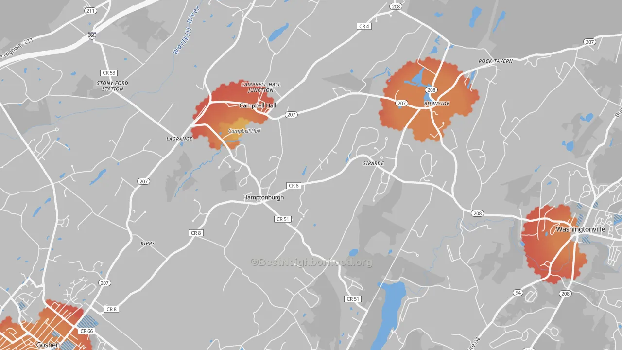 Transit Grade map of 10916, NY