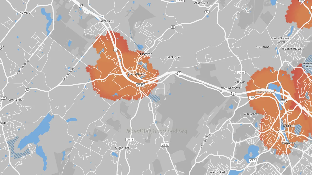 Transit Grade map of 10918, NY