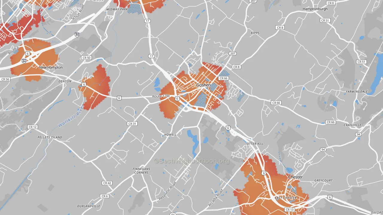 Transit Grade map of 10924, NY