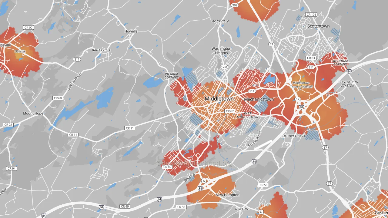 Transit Grade map of 10940, NY