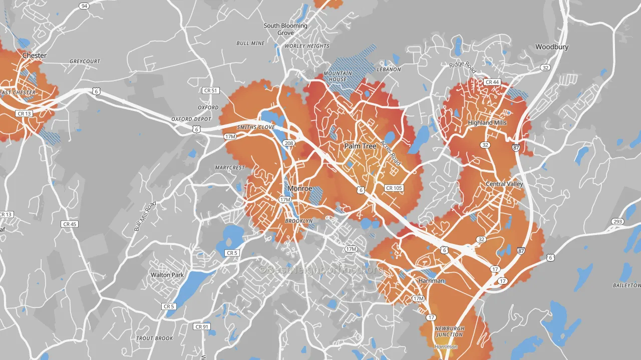 Transit Grade map of 10950, NY