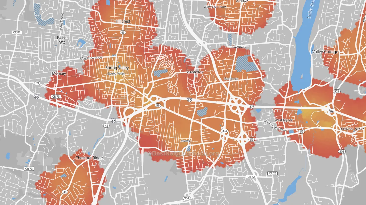 Transit Grade map of 10954, NY