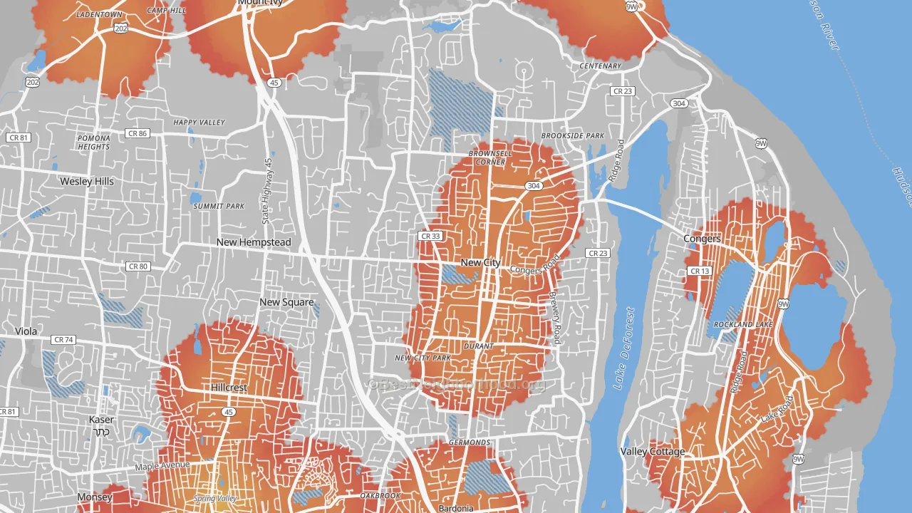 Transit Grade map of 10956, NY