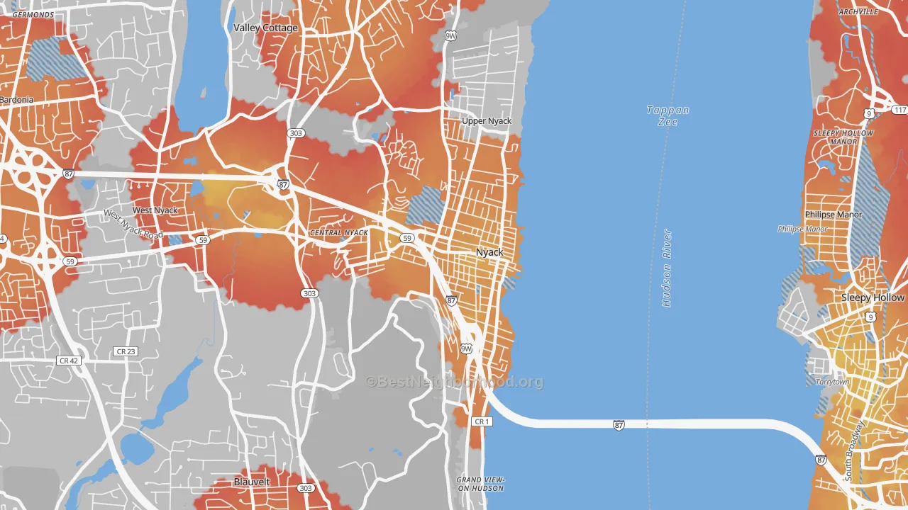 Transit Grade map of 10960, NY
