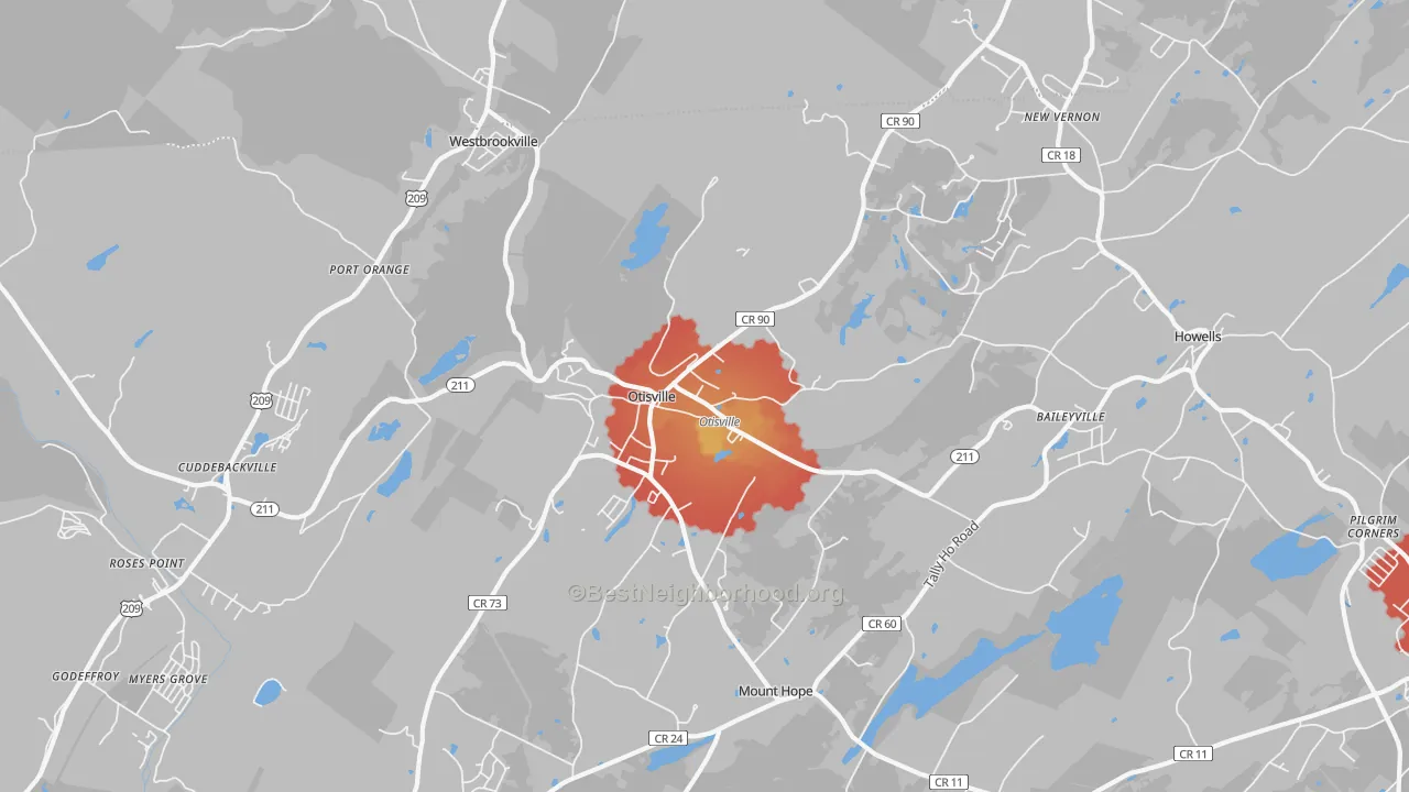 Transit Grade map of 10963, NY