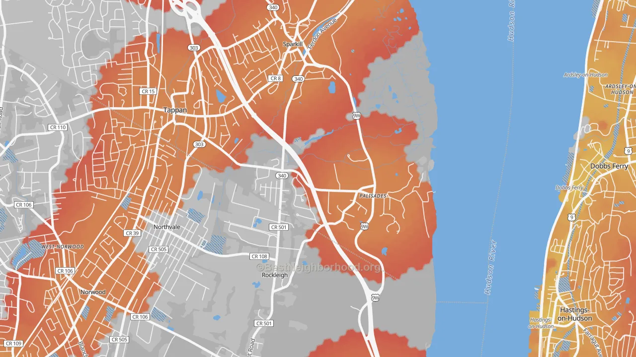 Transit Grade map of 10964, NY