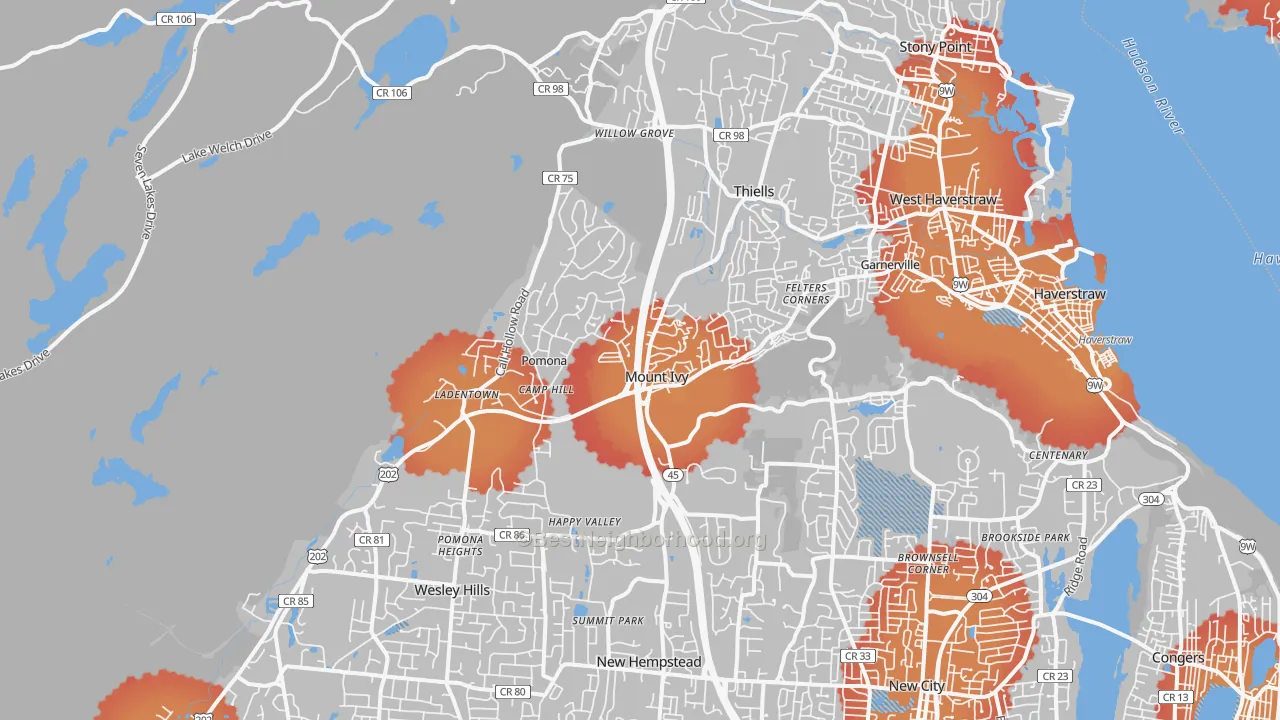 Transit Grade map of 10970, NY