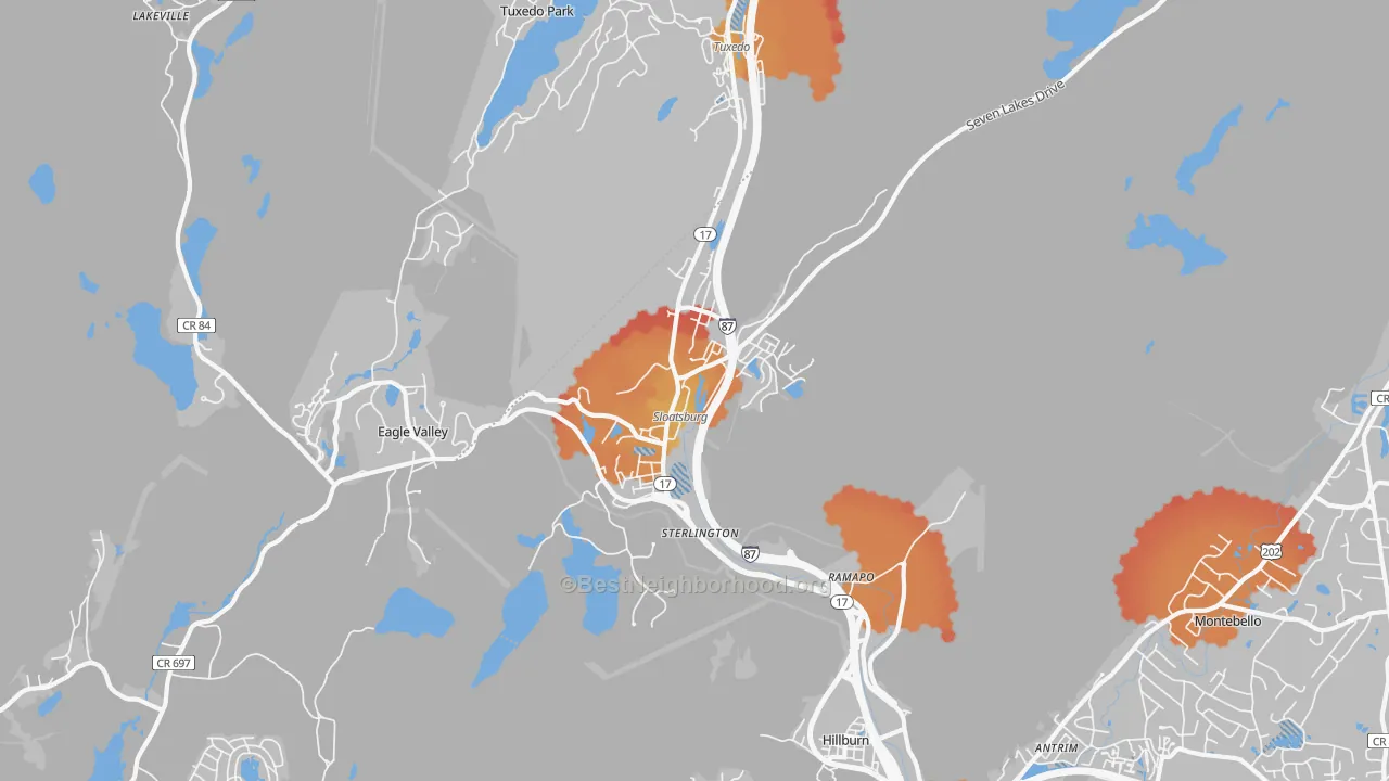 Transit Grade map of 10974, NY