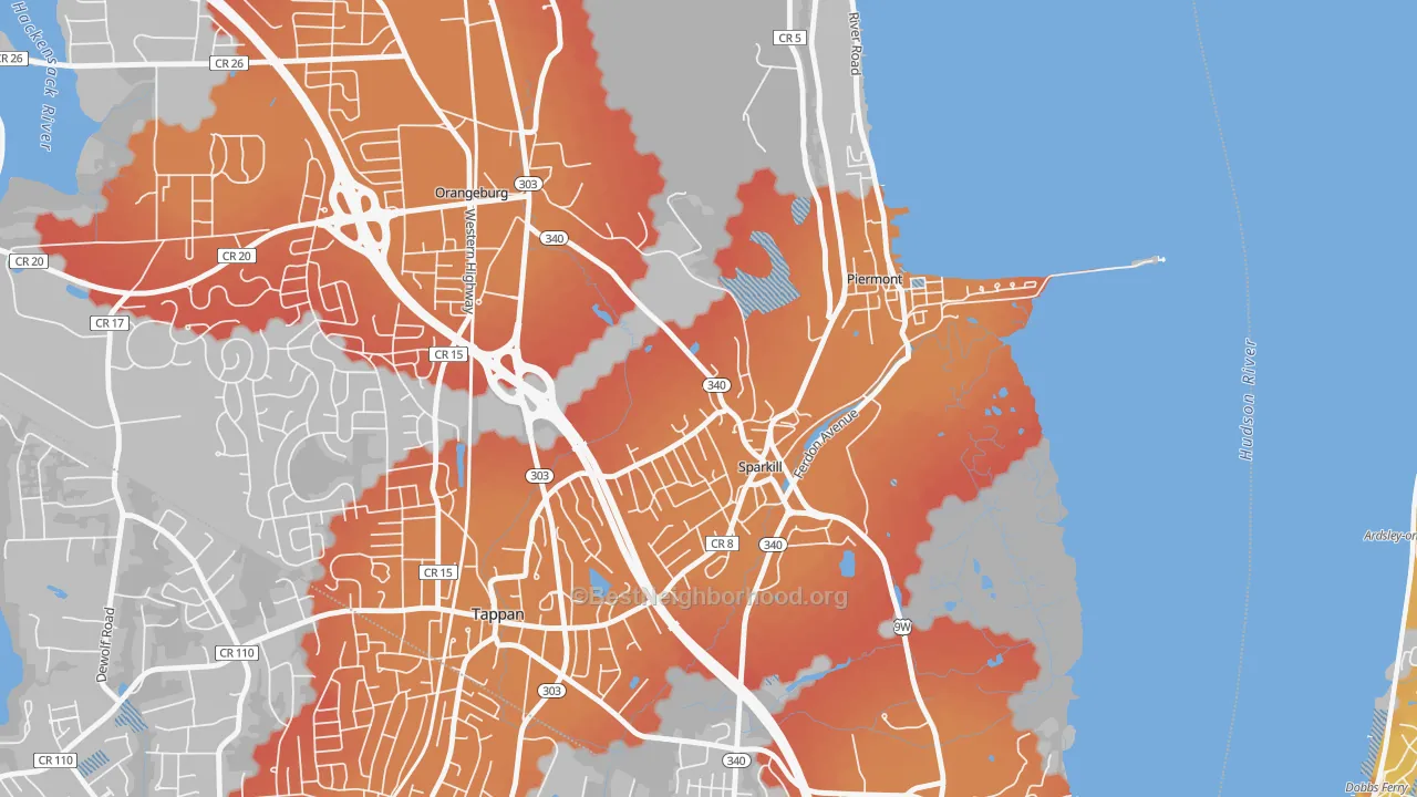 Transit Grade map of 10976, NY